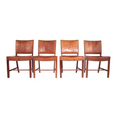 #888 4 Chairs in Cuban Mahagony and Niger Leather, Year Appr. 1940