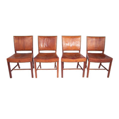 #888 4 Chairs in Cuban Mahagony and Niger Leather, Year Appr. 1940