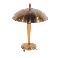 #1135 Table Lamp in Brass and Wood by Harald Notini