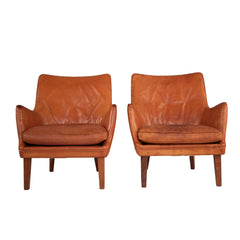 #1204 Pair of Club Chairs with Foot Stool by Arne Vodder