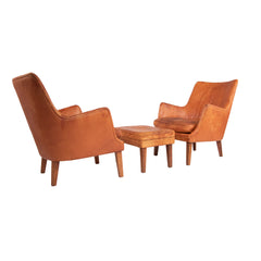 #1204 Pair of Club Chairs with Foot Stool by Arne Vodder