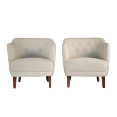 #1242 Pair of Lounge Chairs in Linen,