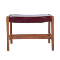 #1450 Oak Stool With Red Leather