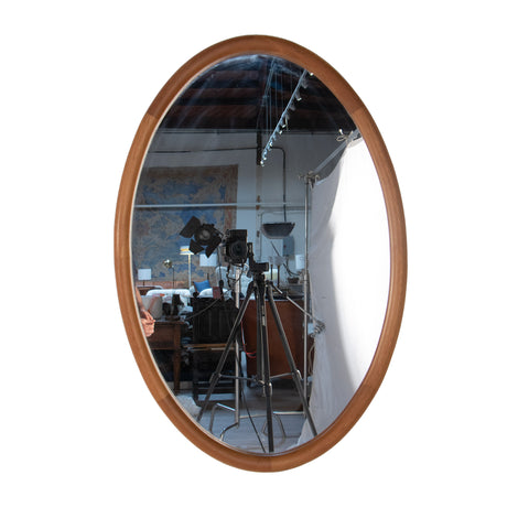 #1473 Oval Mirror with Wood Frame, Year Appr. 1960
