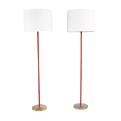 #1518 Pair of Floor Lamps Wrapped in Leather