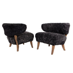 #180 Pair of Lounge Chairs in Sheep Skin, Year Appr. 1960,