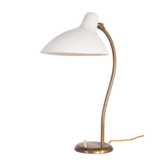 #318 Desk Lamp in Brass and White Metal Shade by Harald Notini