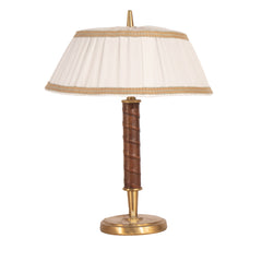 #361 Table Lamp in Leather and Brass by Bertil Brisborg