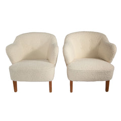 #382 Pair of Club Chairs in Boucle by Flemming Lassen