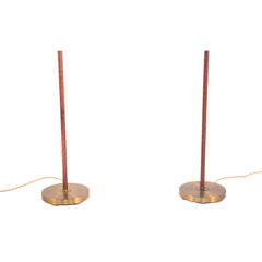 #413 Pair of Floor Lamps in Brass and Leather,