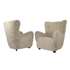 #426 Pair of Wingback Chairs in Sheepskin