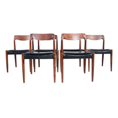 #460 Set of 6 Dining Chairs in Rosewood and Leather
