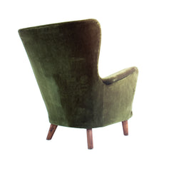 #47 Wing Back Chair in Green Velvet