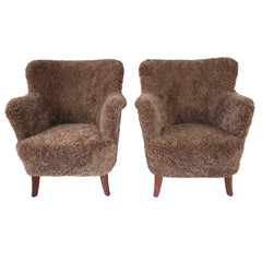 #627 Pair of Finish Club Chairs in Sheepskin