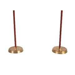 #643 Pair of Table Lamps in Leather and Brass