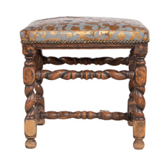 #65 Baroque Stool with Tooled Leather