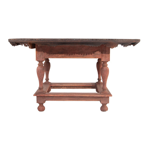 #82 Baroque Oval Table with Leather Top