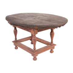 #82 Baroque Oval Table with Leather Top