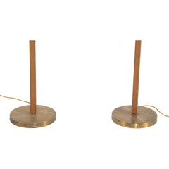 #146 Pair of leather and brass Floor lamps