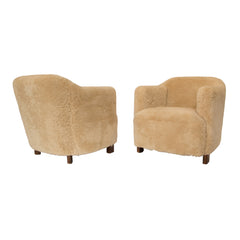 #23 Pair of Lounge Chairs in sheep skin