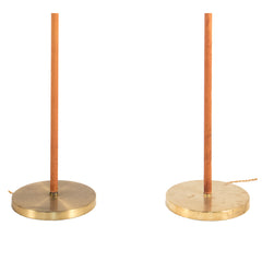 #466 Pair of Brass and Leather floor lamps