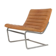 #956 Lounge Chair in leather and chrome,