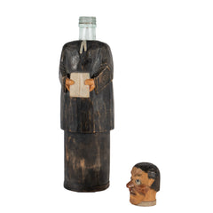 #971 Wood Sculpture in the Shape of a Priest with a Bottle inside