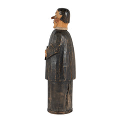 #971 Wood Sculpture in the Shape of a Priest with a Bottle inside