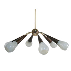 #805 Brass and Glass Chandelier